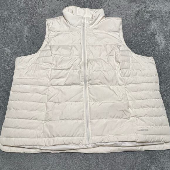 Lands End Puffer Vest Jacket Womens XXL 20-22 Cream Down Coat - Picture 1 of 6